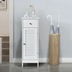 Costway Bathroom Floor Storage Cabinet Side Wooden Organizer W/ Drawer & Shutter Door -Costway GUEST bb382326 c854 4aad 9edb a7f2fe721e8f