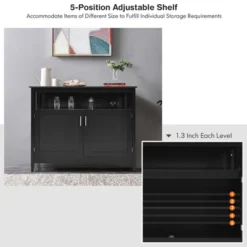 Costway Kitchen Sideboard Buffet Server Cupboard Storage Cabinet W/2 Doors Black -Costway GUEST bb495520 8f62 4b15 b8b2 f636debeacdf