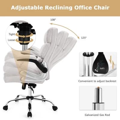 Costway High Back Big & Tall Office Chair Adjustable Swivel W/Flip-up Arm 5 Costway High Back Big & Tall Office Chair Adjustable Swivel W/Flip-up Arm - Image 5