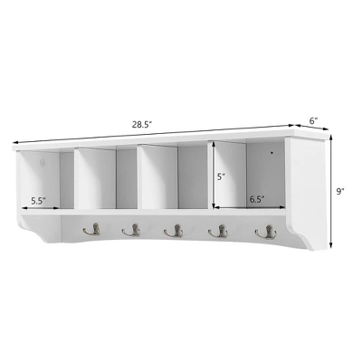 Costway Hanging Entryway Shelf Coat Rack Wall Mounted Storage Cabinets 2 Costway Hanging Entryway Shelf Coat Rack Wall Mounted Storage Cabinets - Image 2
