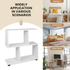 Costway 2 PCS 2-Tier Bookshelf S Shaped Bookcase Storage Rack Display Shelf W/ Foot Mats 13 Costway 2 PCS 2-Tier Bookshelf S Shaped Bookcase Storage Rack Display Shelf W/ Foot Mats -Costway GUEST bba0f709 94b5 4294 9a76 daa9d279ff09