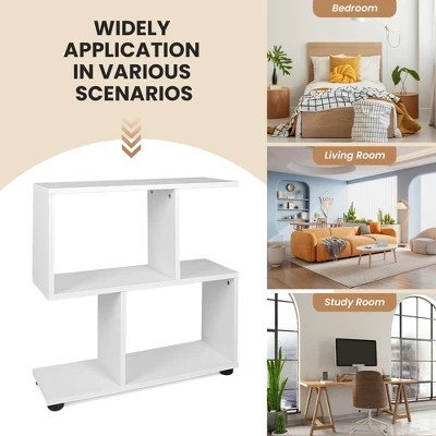 Costway 2 PCS 2-Tier Bookshelf S Shaped Bookcase Storage Rack Display Shelf W/ Foot Mats 5 Costway 2 PCS 2-Tier Bookshelf S Shaped Bookcase Storage Rack Display Shelf W/ Foot Mats - Image 5