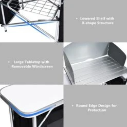 Costway Folding Portable Aluminum Camping Grill Table W/ Storage Organizer Windscreen Black -Costway GUEST bbb7657e 1649 4cf7 af11 e3818b0d490c