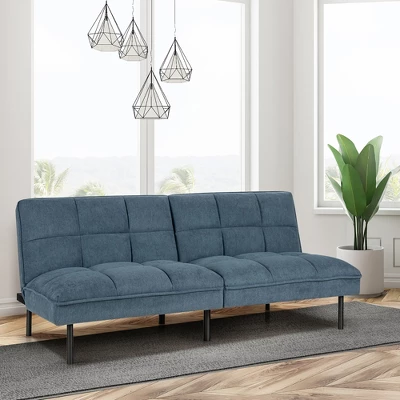 Costway Modern Convertible Futon Sofa Bed Linen Fabric Folding Couch Recliner GreyAquamarineBlue 2 Costway Modern Convertible Futon Sofa Bed Linen Fabric Folding Couch Recliner GreyAquamarineBlue - Image 2