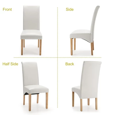 Set Of 4 Dining Chairs Upholstered Padded Side Chairs W/ Rubber Wood Legs BlackBeige 8 Set Of 4 Dining Chairs Upholstered Padded Side Chairs W/ Rubber Wood Legs BlackBeige - Image 8