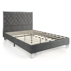 Costway Upholstered Bed Mattress Foundation With Button Tufted Velvet Headboard -Costway GUEST bc3df73c 4e48 42fb 84d4 07ef9a58d9f7