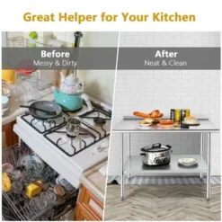 Costway Stainless Steel Table For Prep & Work W/ Backsplash -Costway GUEST bc4a9fc8 7b9e 43ad a16d 1964388eaf92