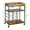 Costway 3-Tier Rolling Kitchen Cart Utility Trolley W/ Wine Bottle Rack