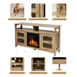 Costway 58'' Fireplace TV Stand W/18'' 1500W Electric Fireplace Up To 65'' Grey -Costway GUEST bc6374e2 cce3 4989 bc9b 7635cb594570