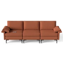 Costway Modern Modular Fabric 3-Seat Sofa Couch W/ Socket USB Ports & Metal Legs RedGreen 19 Costway Modern Modular Fabric 3-Seat Sofa Couch W/ Socket USB Ports & Metal Legs RedGreen -Costway GUEST bc9d67b6 c15b 420d aaa9 051eafc37cae