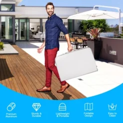 Costway Patio Folding Camping Table Aluminum Adjustable Portable Outdoor Indoor -Costway GUEST bd11d084 a384 42e2 bf17 bc0ff165fa55