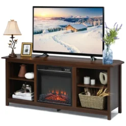 Costway 58'' 2-Tier Fireplace TV Stand W/18'' Electric Fireplace Up To 65'' -Costway GUEST bd149ff7 5443 4e66 82c6 b22b67331fd0