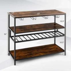 Costway Rustic Wine Rack Table 13 Bottles Wine Bar Cabinet Freestanding With Glass Holder -Costway GUEST bd1f3129 8fb6 4af7 a252 580e04e1767e