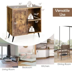 Costway Mid-century Storage Door Cabinet Cupboard W/4 Legs Adjustable Shelf Rustic Brown 11 Costway Mid-century Storage Door Cabinet Cupboard W/4 Legs Adjustable Shelf Rustic Brown -Costway GUEST bd3d1da5 17da 4dd2 a170 6e79c8d3ab8e