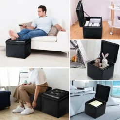 Costway 16''Cube Ottoman Pouffe Storage Box Lounge Seat Footstools With Hinge Top Black 12 Costway 16''Cube Ottoman Pouffe Storage Box Lounge Seat Footstools With Hinge Top Black -Costway GUEST bd526d1d e83d 49b3 b98b 1f90178dbcb4