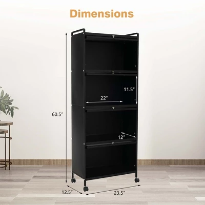 Costway 5-Tier Kitchen Baker's Rack Storage Cabinet Mobile Microwave Stand Flip-up Doors White/Black/Grey/Green 2 Costway 5-Tier Kitchen Baker's Rack Storage Cabinet Mobile Microwave Stand Flip-up Doors White/Black/Grey/Green - Image 2