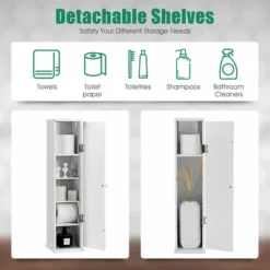Costway Toilet Tissue Storage Tower Bathroom Storage Floor Cabinet W/ 4 Shelves -Costway GUEST be49a49f 06f0 453e a738 729776472259