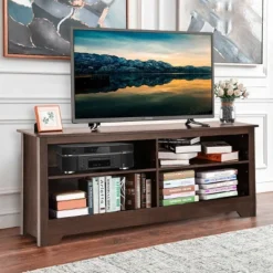 Costway 58'' TV Stand Entertainment Media Center Console Wood Storage Furniture Espresso -Costway GUEST be739bb2 8501 45bb 9636 2b3f3d32142a