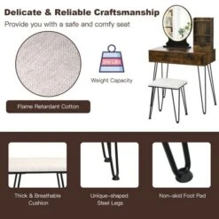 Costway Vanity Table Set Lighted Mirror Storage Drawer Shelf Cushion Stool -Costway GUEST be9593c1 901c 4fe9 b748 ddd7a8d6de0d