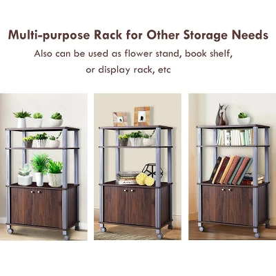 Costway Bakers Rack Microwave Oven Rack Shelves Kitchen Storage Organizer Metal White 3 Costway Bakers Rack Microwave Oven Rack Shelves Kitchen Storage Organizer Metal White - Image 3