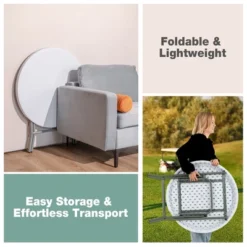 Costway 32'' Round Folding Table Portable & Lightweight Table For Indoor & Outdoor Use White -Costway GUEST bf17eedb 88a7 4954 8c89 e5e5b3614c40