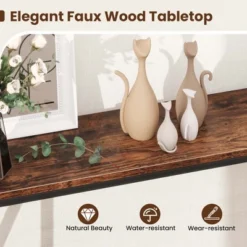 Costway Narrow Console Table 2-Tier Entryway Table With Storage 2 Support Bars Sofa Table Brown/White 16 Costway Narrow Console Table 2-Tier Entryway Table With Storage 2 Support Bars Sofa Table Brown/White -Costway GUEST bf4901d6 7a0c 4f52 b654 a67295590303