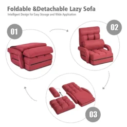 Costway Folding Floor Armchair W/6-position Adjustable Back & Lumbar Pillow Red 10 Costway Folding Floor Armchair W/6-position Adjustable Back & Lumbar Pillow Red -Costway GUEST bf84652e b751 40ea 8027 f7807edeadef
