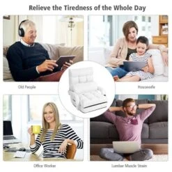 Costway Folding Floor Armchair W/6-position Adjustable Back & Lumbar Pillow White 10 Costway Folding Floor Armchair W/6-position Adjustable Back & Lumbar Pillow White -Costway GUEST bfc58118 7209 4d17 9eeb 9d5909a90326