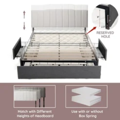 Costway Platform Bed Frame With 3 Storage Drawers Mattress Foundation Grey 17 Costway Platform Bed Frame With 3 Storage Drawers Mattress Foundation Grey -Costway GUEST c03fecc4 273d 410a a4ef eb5913ac7391