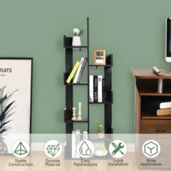 Costway 8-Shelf Bookcase Modern Tree Bookshelf Storage Decor Freestanding White/Black -Costway GUEST c05d1b79 1da4 459d 9dac f4723e9734e6