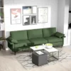 Costway Modern Modular Fabric 3-Seat Sofa Couch Living Room Furniture W/ Metal Legs RedGreen