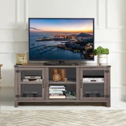 Costway TV Stand Entertainment Center For TV's Up To 65'' W/ Storage Cabinets Deep Taupe -Costway GUEST c09a6332 3775 46bb b859 6984ad189dc4