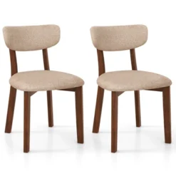 Costway 2 PCS Upholstered Dining Chairs Set Of 2 With Solid Rubber Wood Frame, Curved Backrest Brown/Grey 18 Costway 2 PCS Upholstered Dining Chairs Set Of 2 With Solid Rubber Wood Frame, Curved Backrest Brown/Grey -Costway GUEST c0da6a2e 4751 4414 a6e2 547a5e721781
