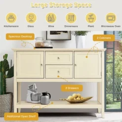 Costway Sideboard Buffet Table Wooden Console Table W/ Drawers & Storage Cabinets Blue/Brown/Gray/Beige 15 Costway Sideboard Buffet Table Wooden Console Table W/ Drawers & Storage Cabinets Blue/Brown/Gray/Beige -Costway GUEST c0fab8c3 1d82 4bc0 8ad0 1ecfb5647a11