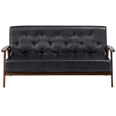 Costway 3-Seater Sofa PU Leather Sofa Couch W/ Rubber Wood Legs & Button Tufted Back 8 Costway 3-Seater Sofa PU Leather Sofa Couch W/ Rubber Wood Legs & Button Tufted Back - Image 8