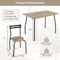 Costway 5PCS Dining Table Set 4 Chairs Wood & Metal Frame Space-saving Kitchen Furniture -Costway GUEST c1a9b3df a8a8 4a78 9339 7337140ed8ea