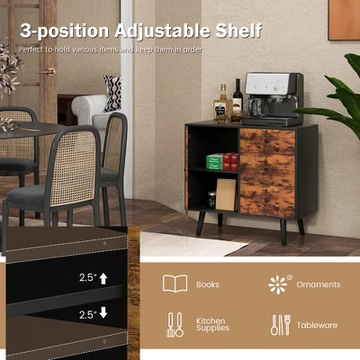 Costway Mid-Century Rustic Storage Cabinet Multipurpose Wood Shelf Organizer With 3 Drawers 9 Costway Mid-Century Rustic Storage Cabinet Multipurpose Wood Shelf Organizer With 3 Drawers - Image 9