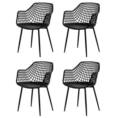 Costway Modern Dining Chair Set Of 4 Plastic Shell Hollow WithMetal Legs For Living Room 8 Costway Modern Dining Chair Set Of 4 Plastic Shell Hollow WithMetal Legs For Living Room - Image 8
