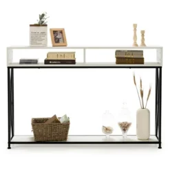 Costway Console Table With Open Shelf And Storage Compartments Steel Frame -Costway GUEST c1db32a2 5433 47fc b84f 6dfc2393b5dc