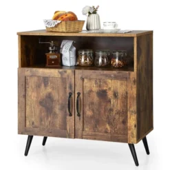 Costway Mid-century Storage Cabinet Sideboard W/ Doors Wine Glass Racks Rustic Brown 10 Costway Mid-century Storage Cabinet Sideboard W/ Doors Wine Glass Racks Rustic Brown -Costway GUEST c2205aa0 801a 4583 a697 1c7cd13cd0f9