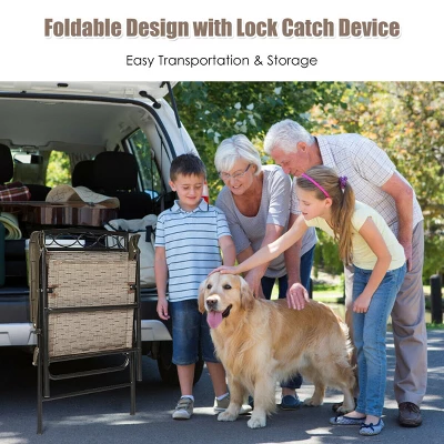 Costway Set Of 4 Patio Folding Chairs Sling Portable Dining Chair Set W/ Armrest 4 Costway Set Of 4 Patio Folding Chairs Sling Portable Dining Chair Set W/ Armrest - Image 4