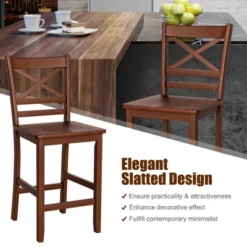 Costway Set Of 4 Bar Stools 24'' Counter Height Chairs W/ Rubber Wood Legs Walnut 11 Costway Set Of 4 Bar Stools 24'' Counter Height Chairs W/ Rubber Wood Legs Walnut -Costway GUEST c225f00c bd9d 40c9 b678 7016c59c3745