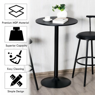 Costway 4 PCS Round Pub Table 24'' Bistro Bar Cocktail Table W/Metal Base Black 6 Costway 4 PCS Round Pub Table 24'' Bistro Bar Cocktail Table W/Metal Base Black - Image 6