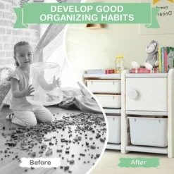 Costway Kids Toy Storage Organizer Toddler Playroom Furniture W/ Plastic Bins Cabinet -Costway GUEST c26a4fc8 bda4 49b3 b521 c8c761c699af