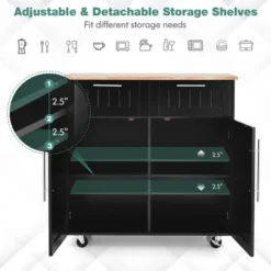 Costway Rolling Kitchen Cart Island Heavy Duty Storage Trolley Cabinet Utility Black -Costway GUEST c28256b7 cdee 41ea b4f8 35d214908c9f