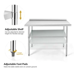 Costway Stainless Steel Table For Prep & Work W/ Backsplash -Costway GUEST c2a3bfe2 ec11 4d92 8e3f 7d770f22a63f
