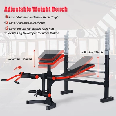 Costway Multi-function Adjustable Olympic Weight Bench W/Preacher Curl Home Gym Training 6 Costway Multi-function Adjustable Olympic Weight Bench W/Preacher Curl Home Gym Training - Image 6