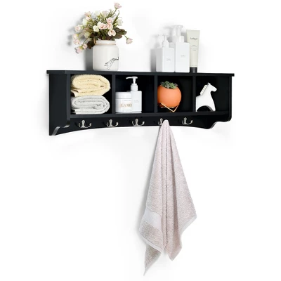 Costway Hanging Entryway Shelf Coat Rack Wall Mounted Storage Cabinets 9 Costway Hanging Entryway Shelf Coat Rack Wall Mounted Storage Cabinets - Image 9