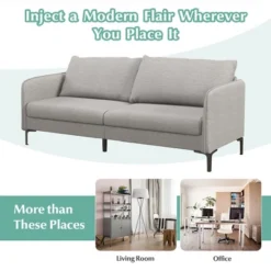 Costway Modern 76'' Loveseat Sofa Couch For Living Room Apartment Dorm With Metal Legs Gray 13 Costway Modern 76'' Loveseat Sofa Couch For Living Room Apartment Dorm With Metal Legs Gray -Costway GUEST c33536d9 2c09 4427 8e66 4defc26e664e