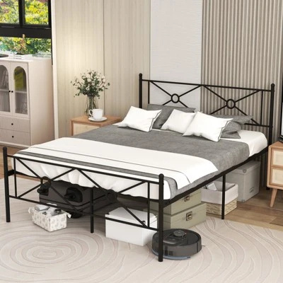 Costway Full/Queen Size Metal Platform Bed Frame W/ Headboard Mattress Foundation 4 Costway Full/Queen Size Metal Platform Bed Frame W/ Headboard Mattress Foundation -Costway GUEST c36e9e0e 1938 4a91 88ac ceb9b8d2a29a